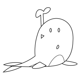 Whale suprised black and white clipart