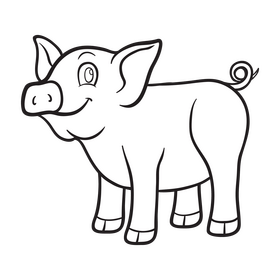 Pig black and white clipart