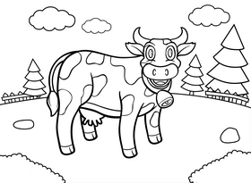 Cow black and white vector
