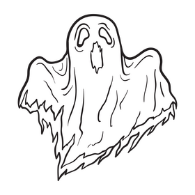 Halloween ghost cooking black and white clipart