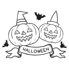 Halloween pumpkin black and white clipart