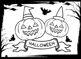 Halloween pumpkin black and white vector
