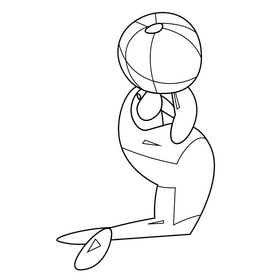 Walrus playing ball black and white clipart