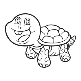 Turtle cartoon black and white clipart