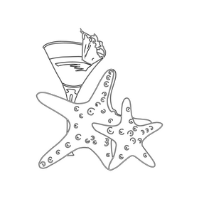 Beach Cocktail black and white clipart