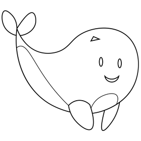 Whale happy drawing black and white clipart