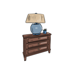 Chest of Drawers with Lamp clipart