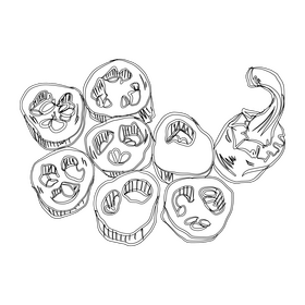 Slices of Hot Chili Peppers black and white clipart