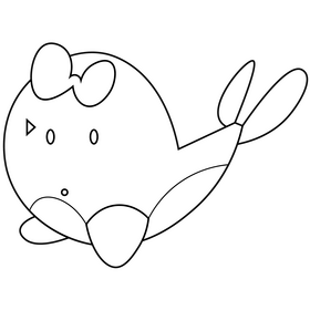 Cartoon whale female black and white clipart