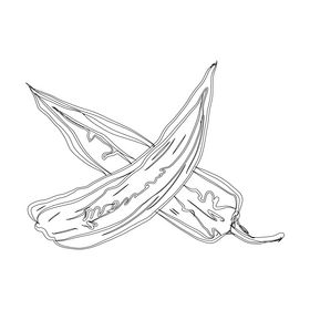 Cut in Half Hot Chili Pepper black and white clipart