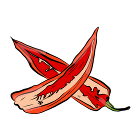 Cut in Half Hot Chili Pepper clipart