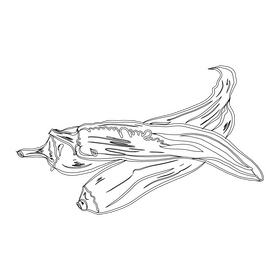 Whole and a Half of Chili Peppers black and white clipart