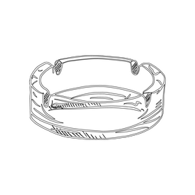 Round Glass Cigarette Ashtray black and white clipart