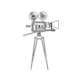 Movie Camera black and white clipart