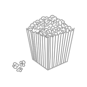 Cinema Popcorn black and white clipart