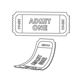 Cinema Ticket black and white clipart