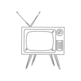 TV black and white clipart