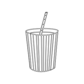 Cinema Cola Cup With Stripes And Straw black and white clipart