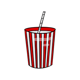 Cinema Cola Cup With Stripes and Straw clipart