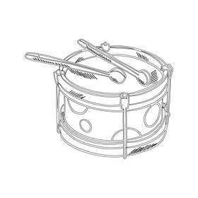 Drum Toy with Sticks black and white clipart