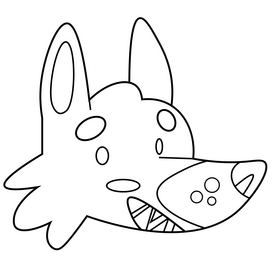 Happy wolf head black and white clipart