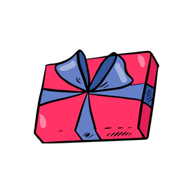 Red Gift Box with Blue Bow clipart