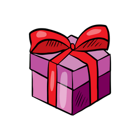 Purple Gift Box with Red Bow clipart