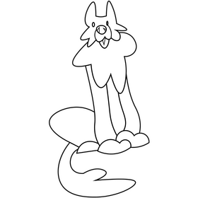 Wolf sitting drawing black and white clipart