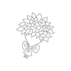 Bouquet of Flowers black and white clipart