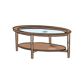 Glass Top Oval Coffee Table clipart