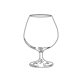 Snifter Glass black and white clipart