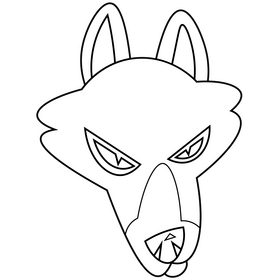 Cartooon wolf angry black and white clipart