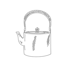 Cast Iron Teapot black and white clipart