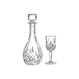 Carafe with Glass black and white clipart