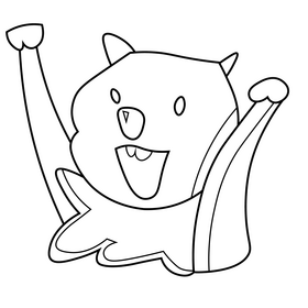 Printable cartoon wombat animal black and white clipart