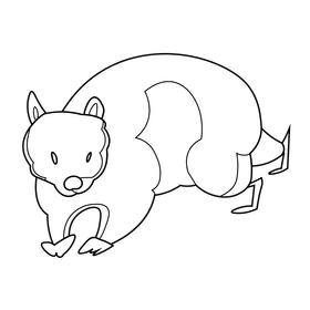Wombat walking black and white clipart