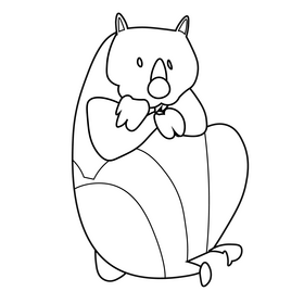 Wombat sitting drawing black and white clipart