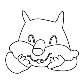 Cute wombat smile drawing black and white clipart