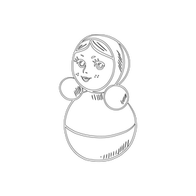 Matryoshka Russian Nesting Dolls black and white clipart