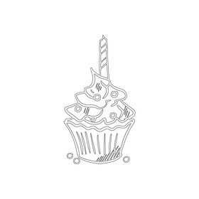 Cupcake black and white clipart
