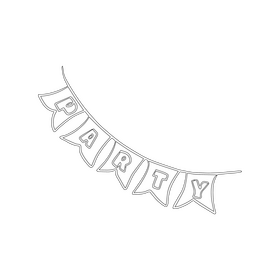 Party Banner black and white clipart