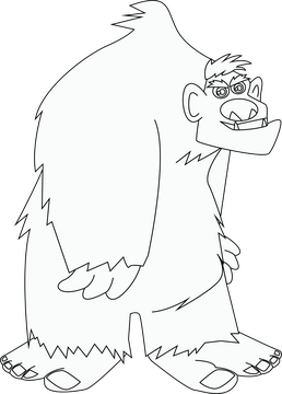 Bigfoot black and white clipart