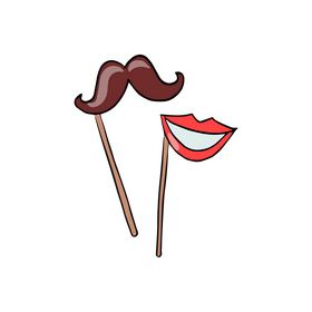 Mustache and Lips on a Stick clipart