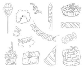 Party Set black and white vector