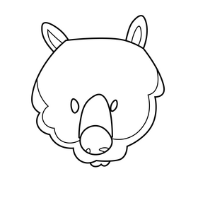 Cartoon wombat head black and white clipart