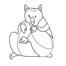 Cartoon wombat funny black and white clipart