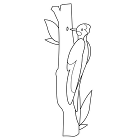 Woodpecker wood black and white clipart