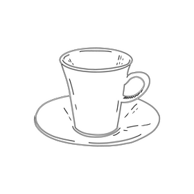 Ceramic Cup and Plate black and white clipart