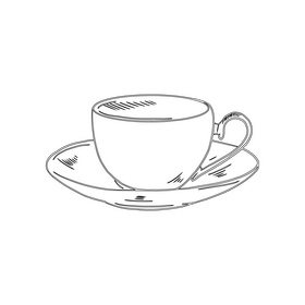 Cup and Plate black and white clipart