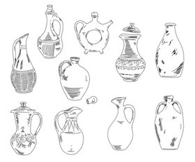 Pottery Decanters black and white vector